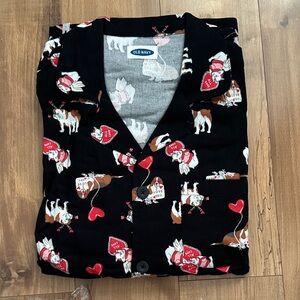 Black Pajama Set I love you Dog Print, basket hound, frenchie , bulldog .